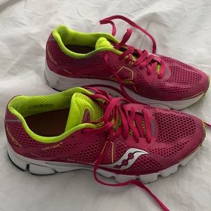 Saucony Hot Pink and Lime Green Tennis shoes Sz 8